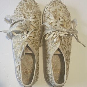 Keds Cream and Gold Floral Women's Sneakers
